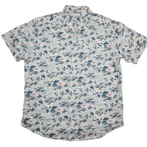 Columbia Short Sleeve Shirt L Button Up Regular Fit Cotton Nautical Beach Resort